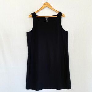 EILEEN FISHER Womens Size Large Squnk K/L Dress Black Washable Stretch Crepe NEW